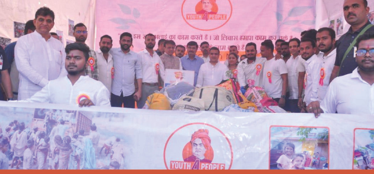 Volunteers and guests at the clothes collection event